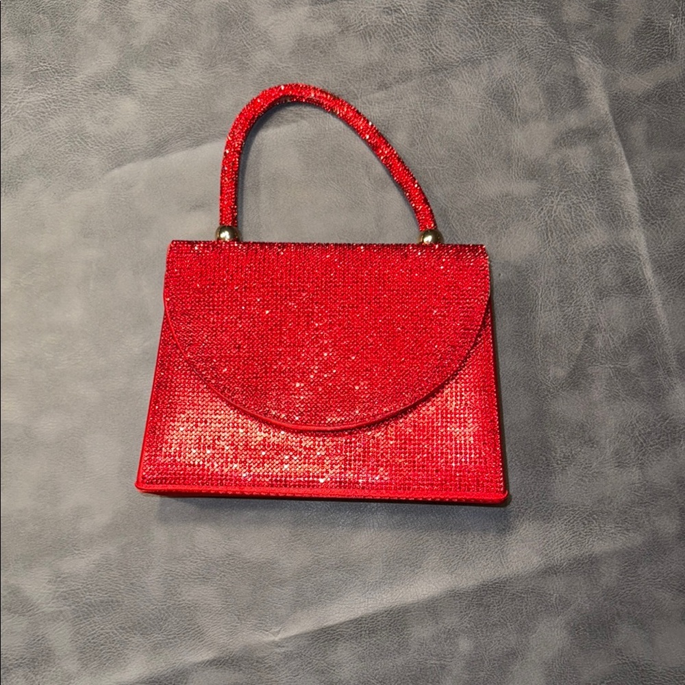 Elegant Red Glitter Handbag